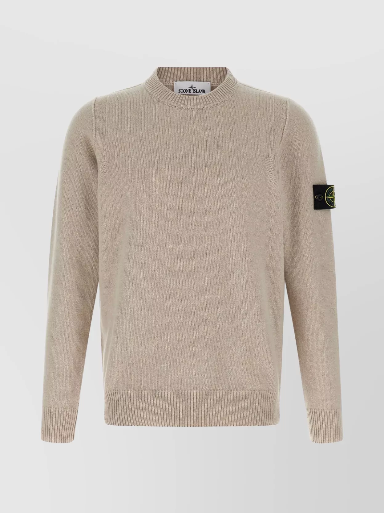 Stone Island Logo Badge Sweater Sweaters And Cardigans Beige In Neutral