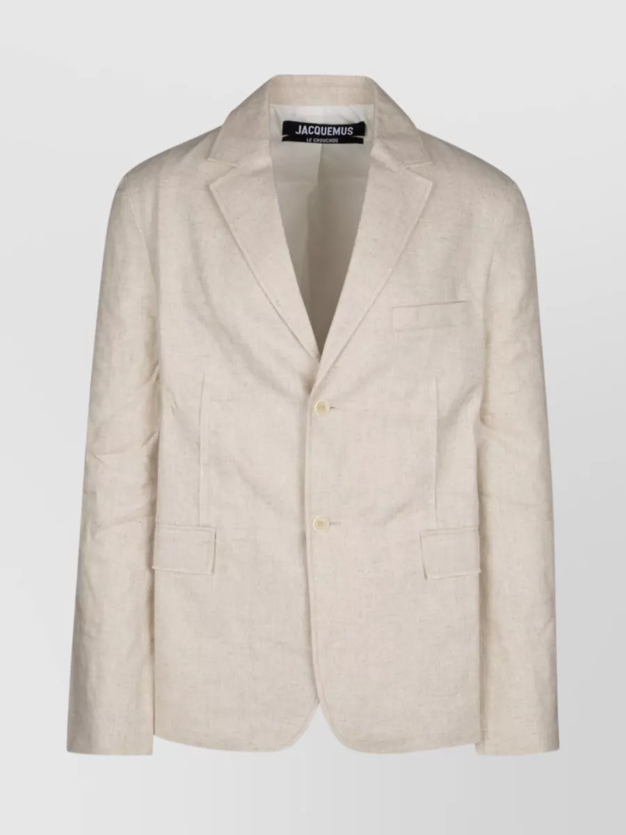 Shop Jacquemus Structured Notch Lapel Jacket With Rear Vent In Cream