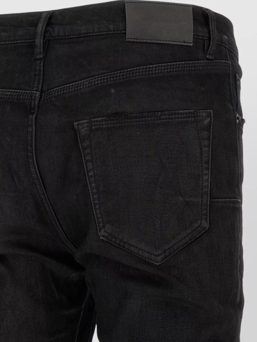 Purple Denim Low-Rise Tapered Jeans