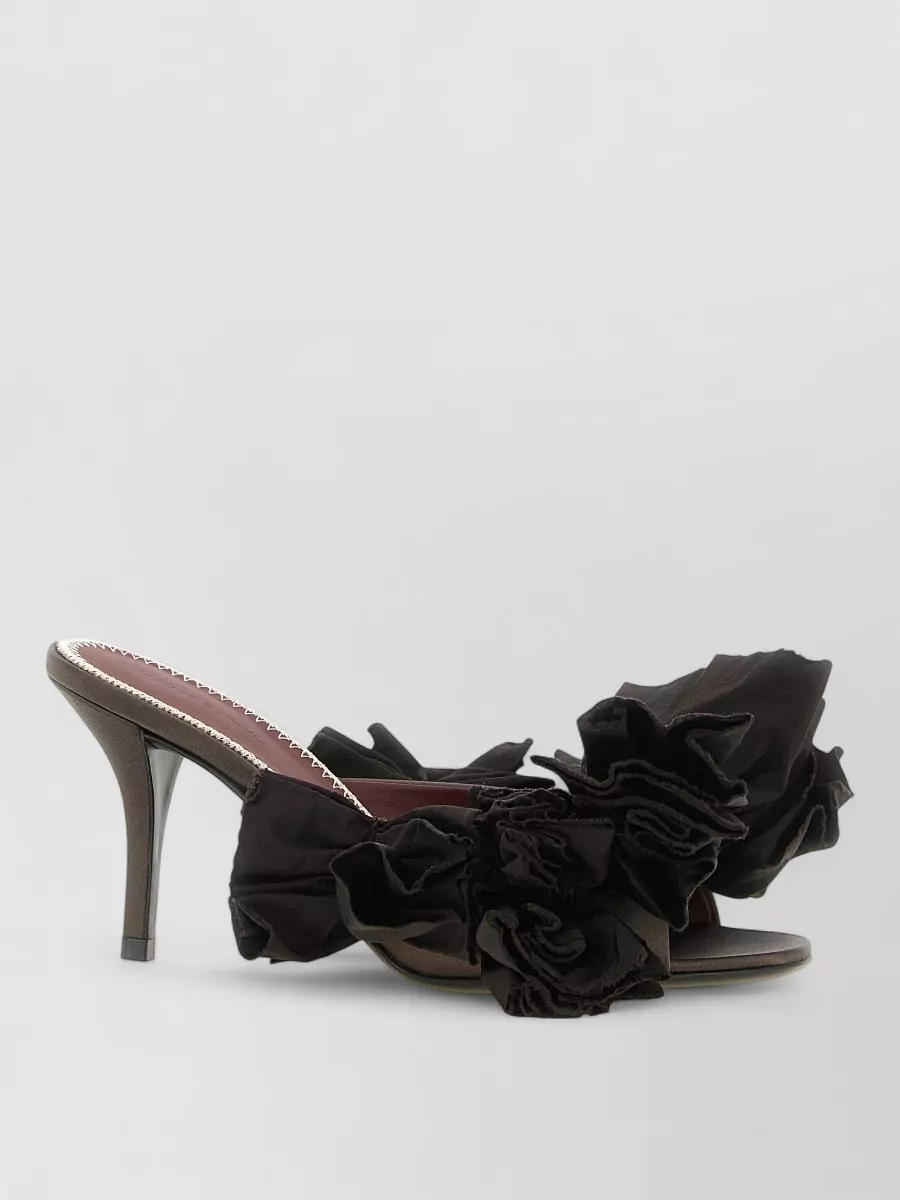 Magda Butrym Silk Satin Floral Appliqué Mules