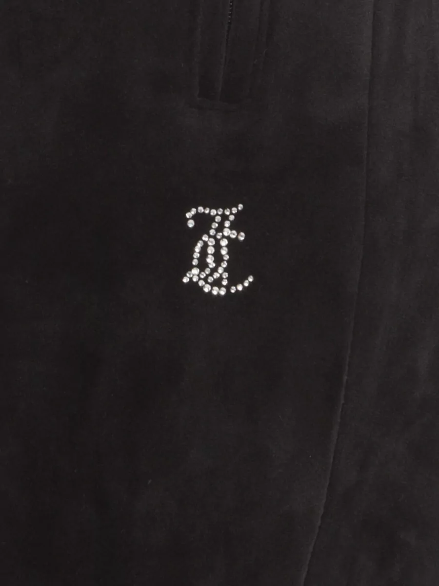 Juicy Couture Velvet Rhinestone-Embellished Bootcut Track Pants