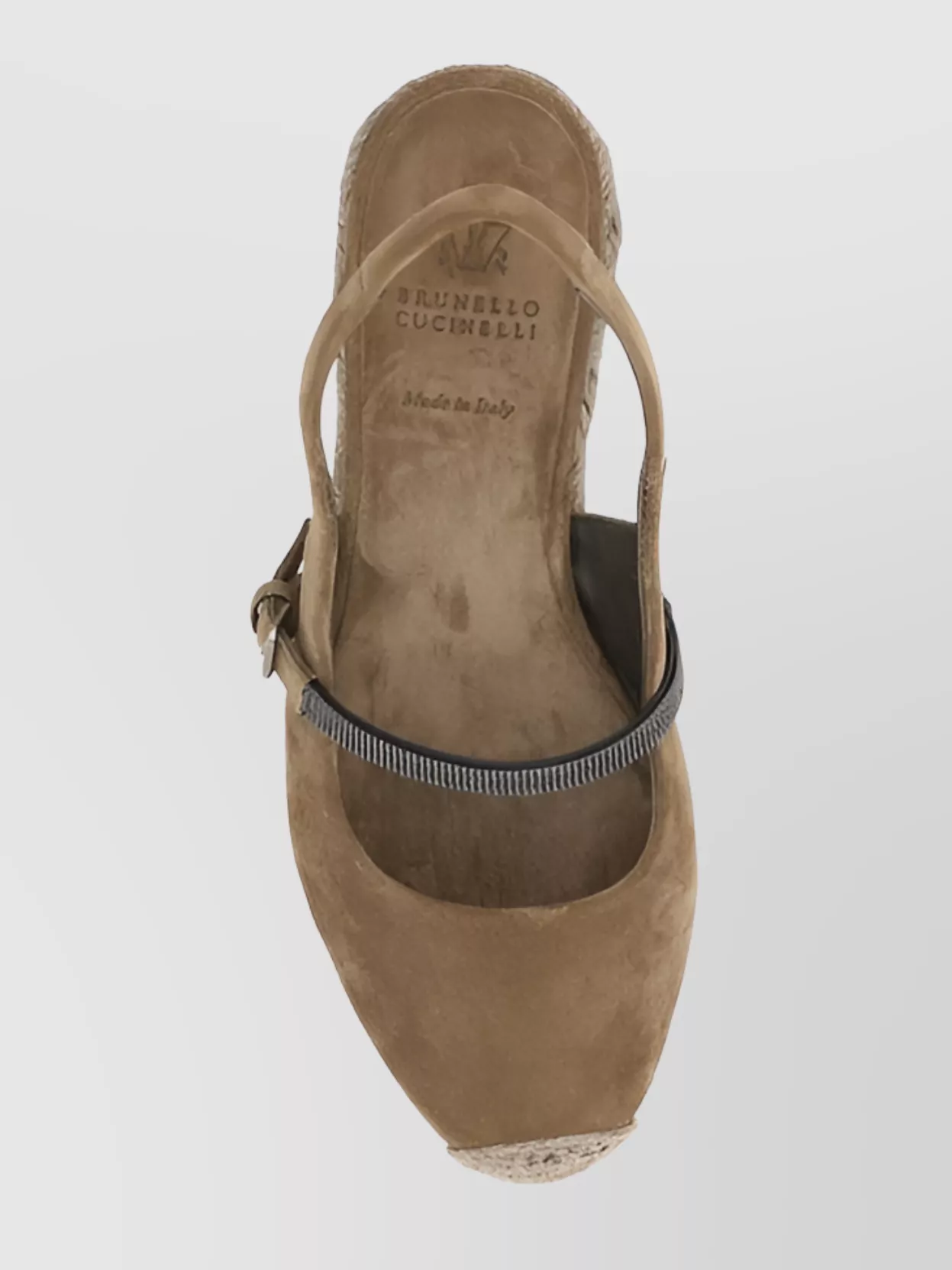 Brunello Cucinelli Jeweled Buckle Espadrille Wedge Sandals