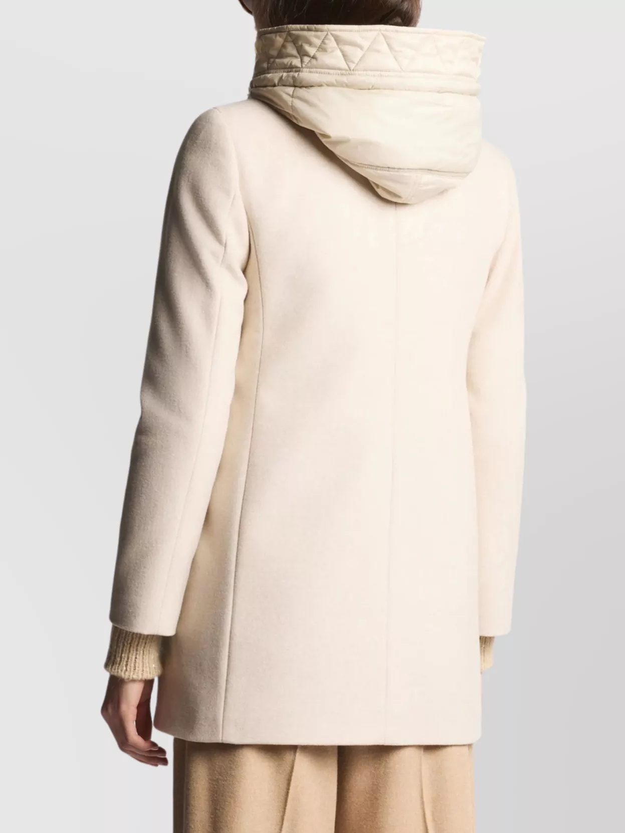 Fay Hooded Coat With Flap Pockets And Quilted Detail