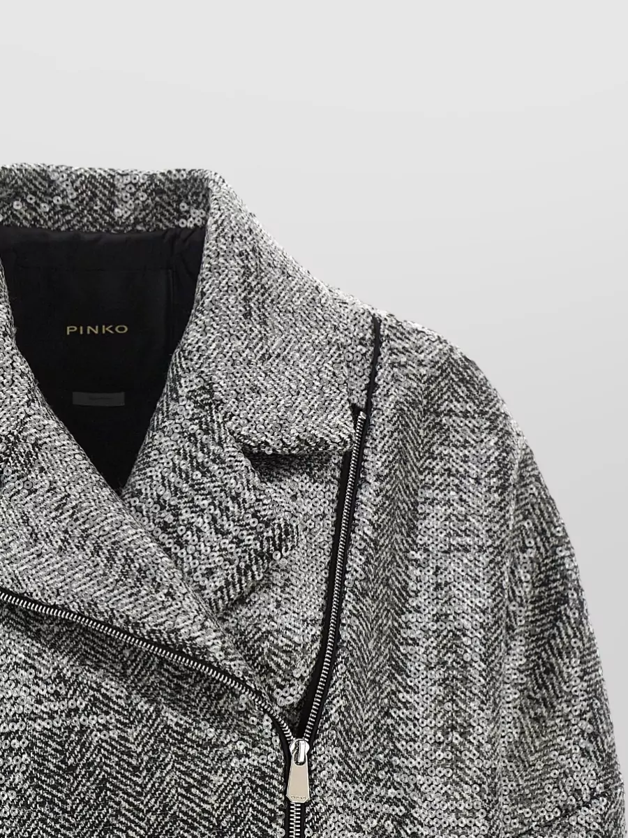 Pinko Sequin Herringbone Caban Coat