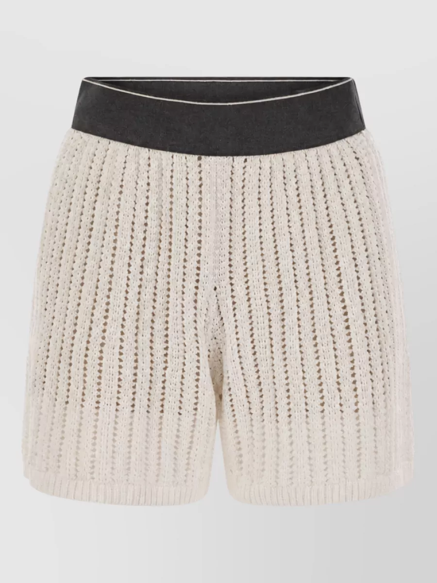 Brunello Cucinelli cotton net knit knee-length shorts