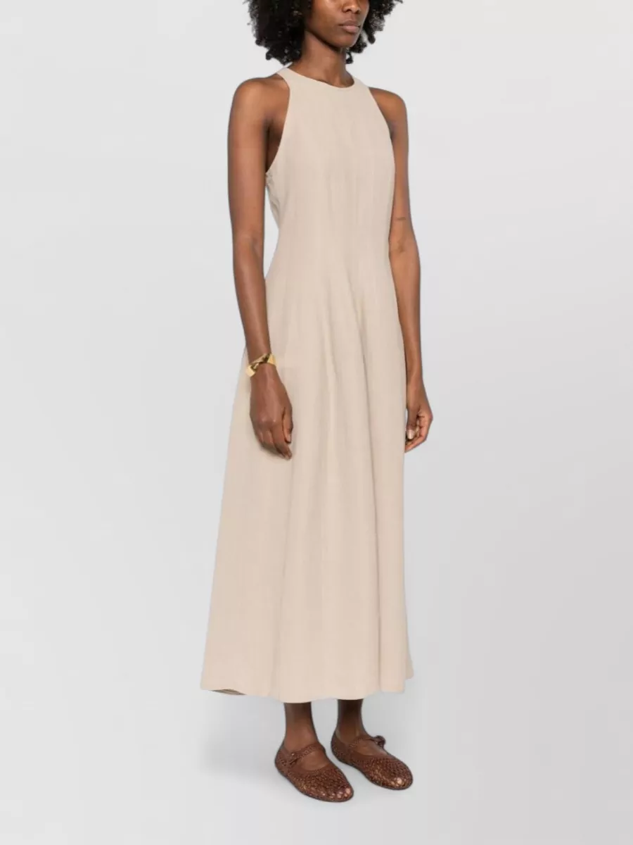 Brunello Cucinelli Linen Blend Halter Neck Midi Dress