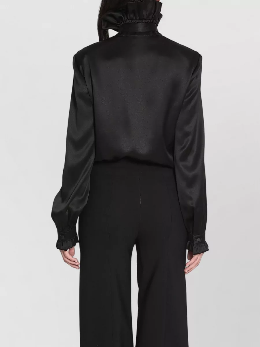 Gucci Silk Ruffled Bow Long-Sleeve Blouse