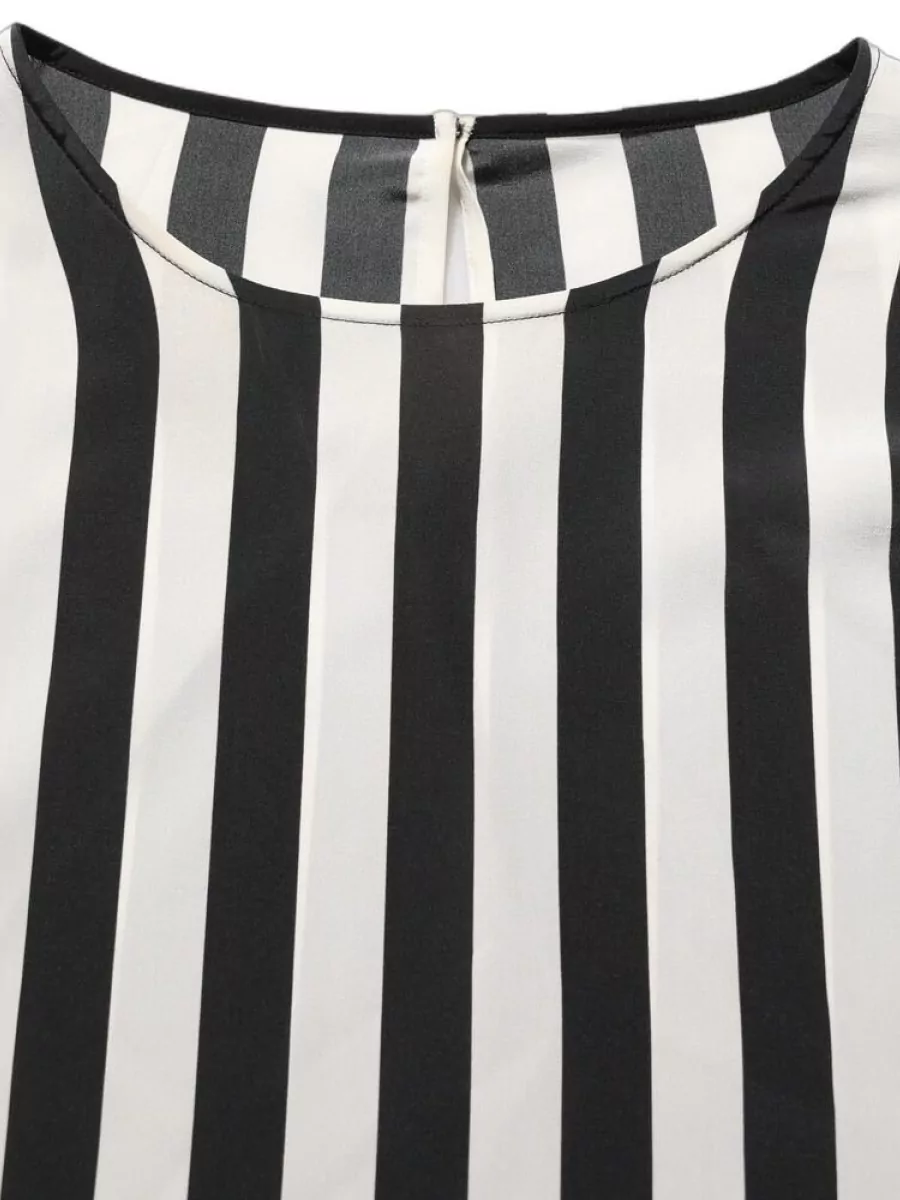 Dolce&Gabbana Silk Striped Round Neck Blouse
