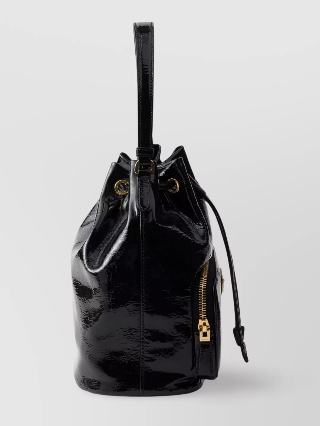 Prada Leather Handle Bucket Bag With Adjustable Strap In Red