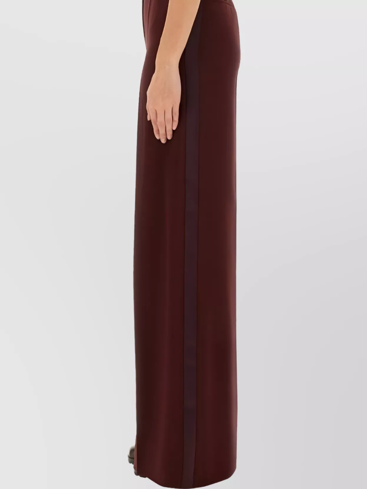 Max Mara High Waist Wide Leg Trousers With Stripes In Burgundy
