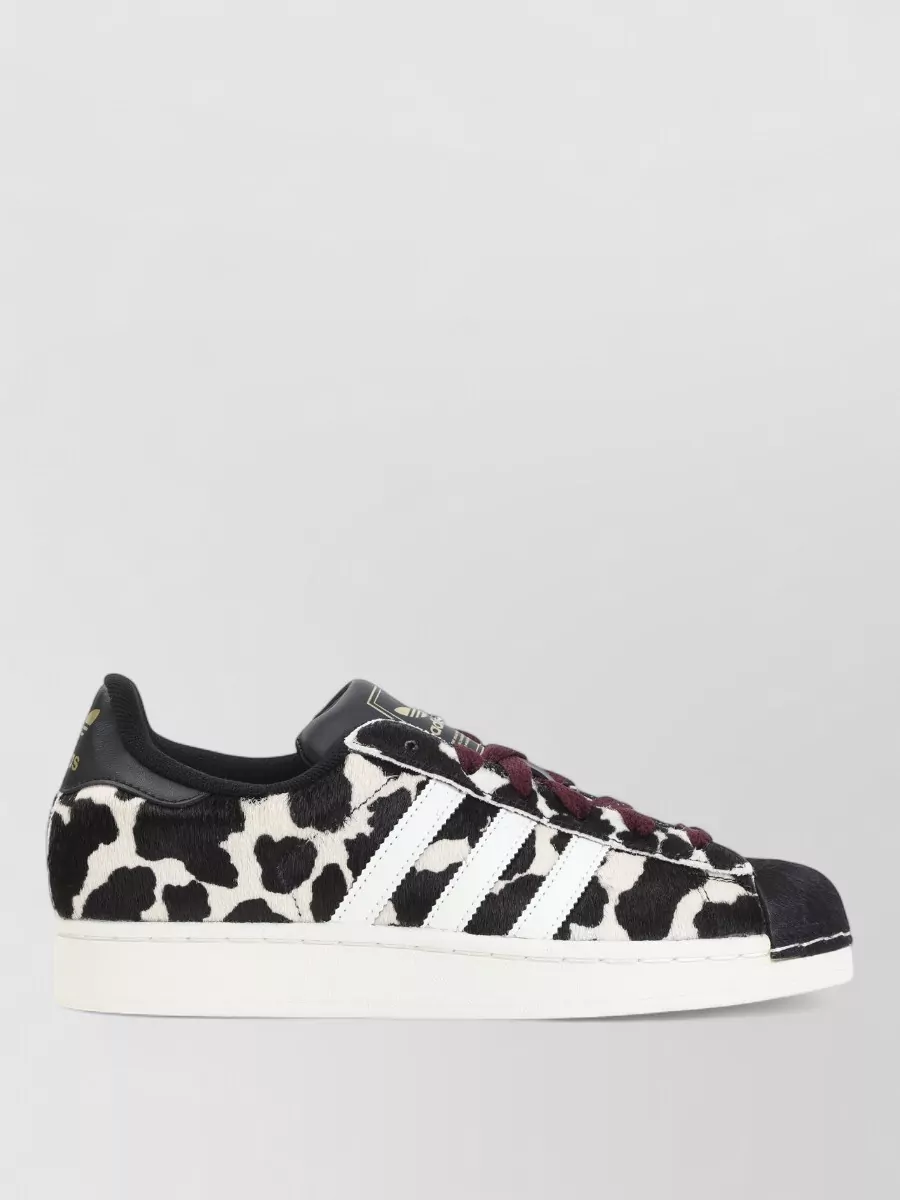 Adidas pony hair cow-print lace-up sneakers