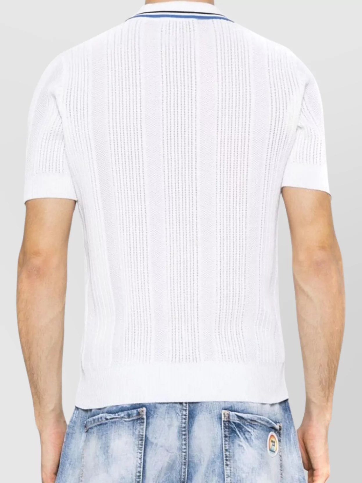 Dsquared2 Pocketed Polo With Contrast Trim And Ribbed Texture In White