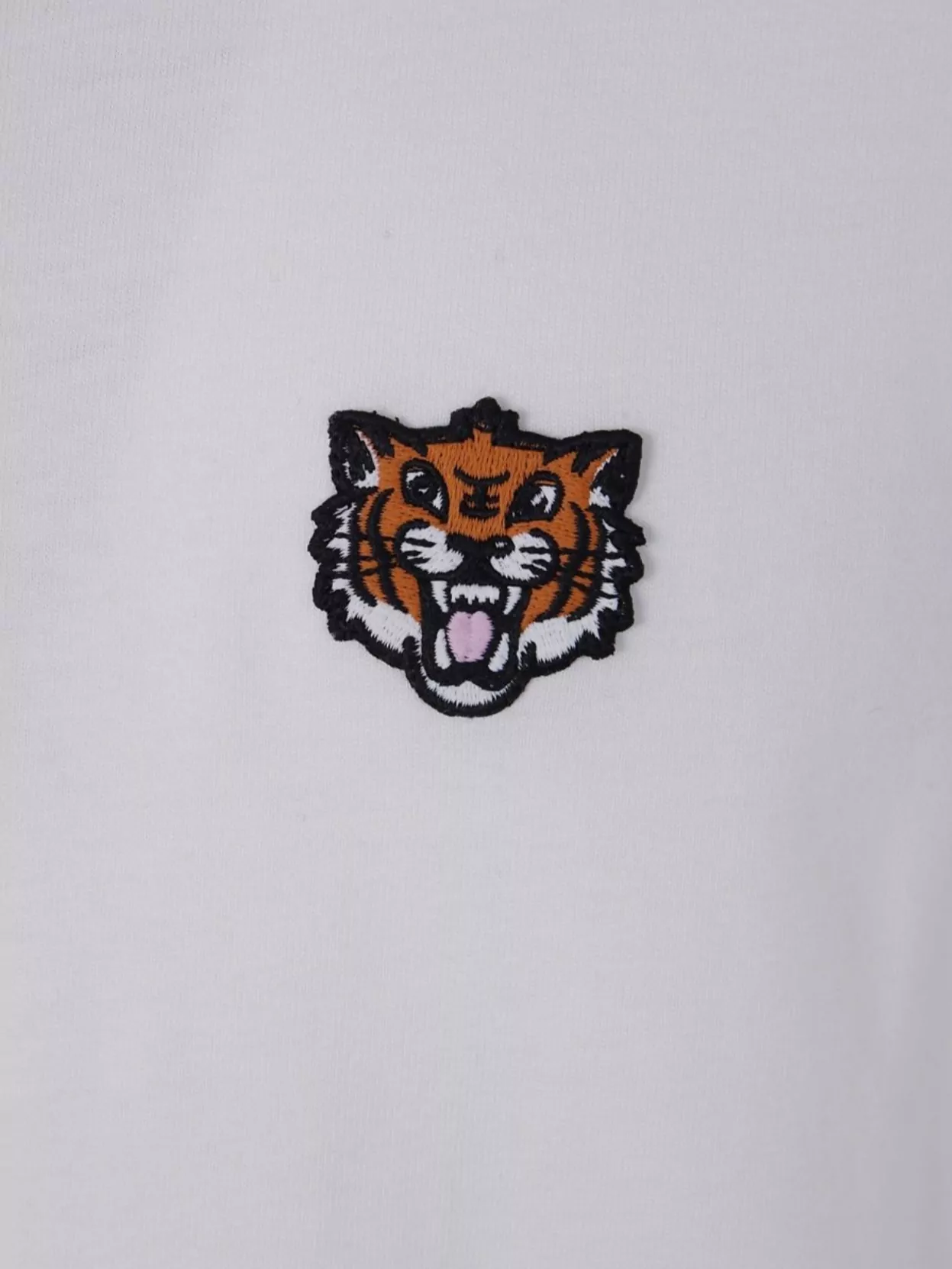 Kenzo Gots Happy Tiger Embroidered Tshirt With Short Sleeves In White