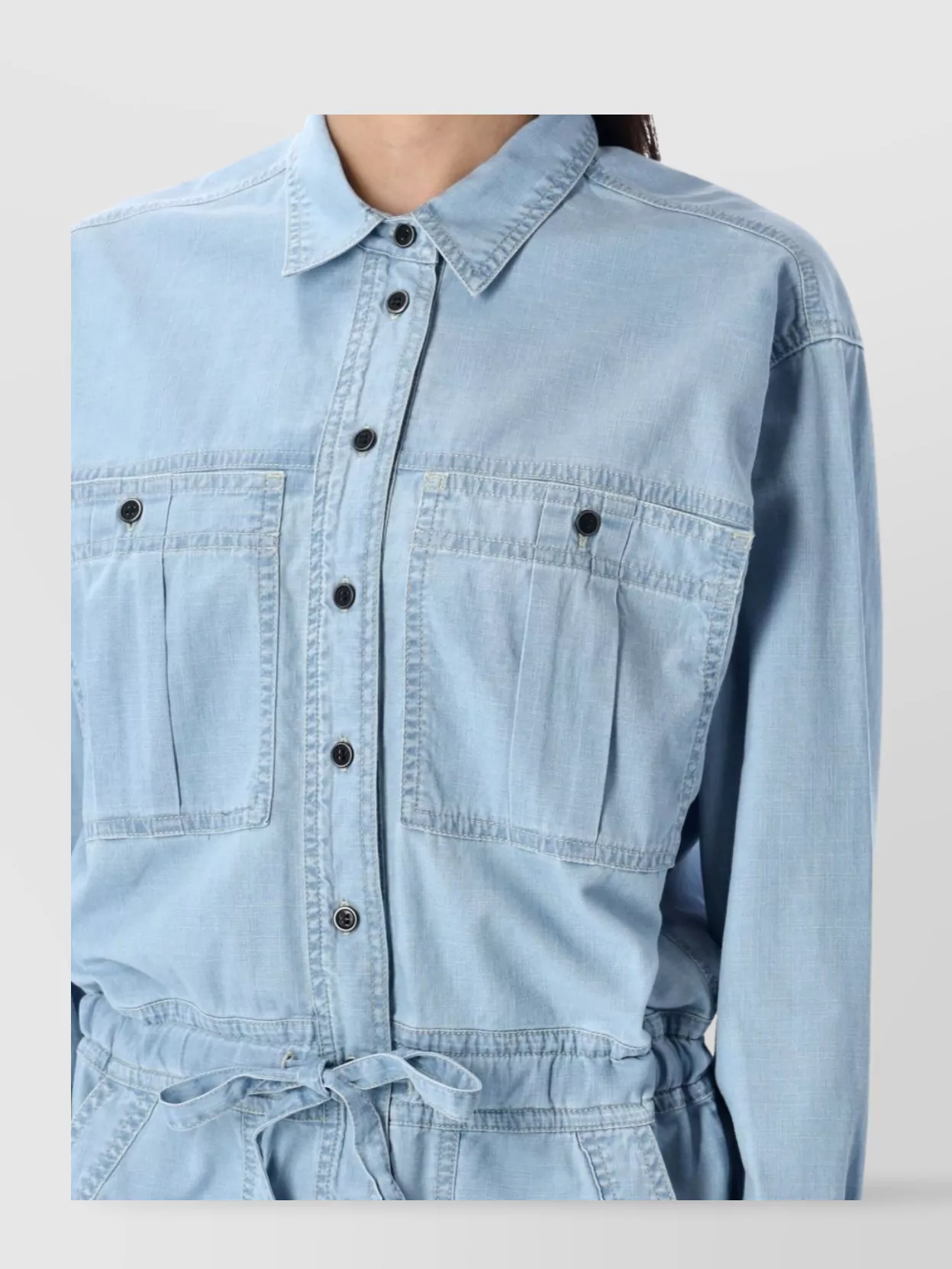 Shop Isabel Marant Étoile Jumpsuit With Pockets And Drawstring In Blue