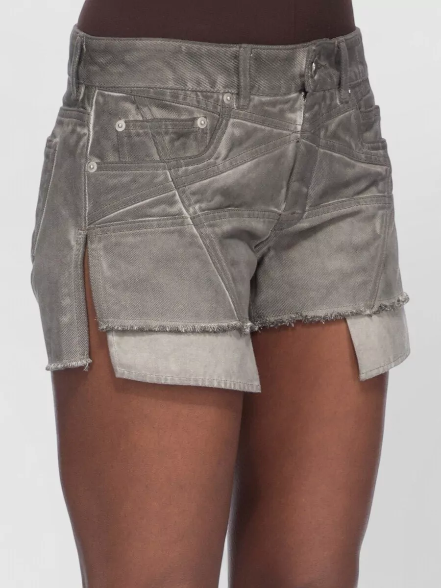 Rick Owens Drkshdw Denim Mid-Rise Raw-Cut Shorts