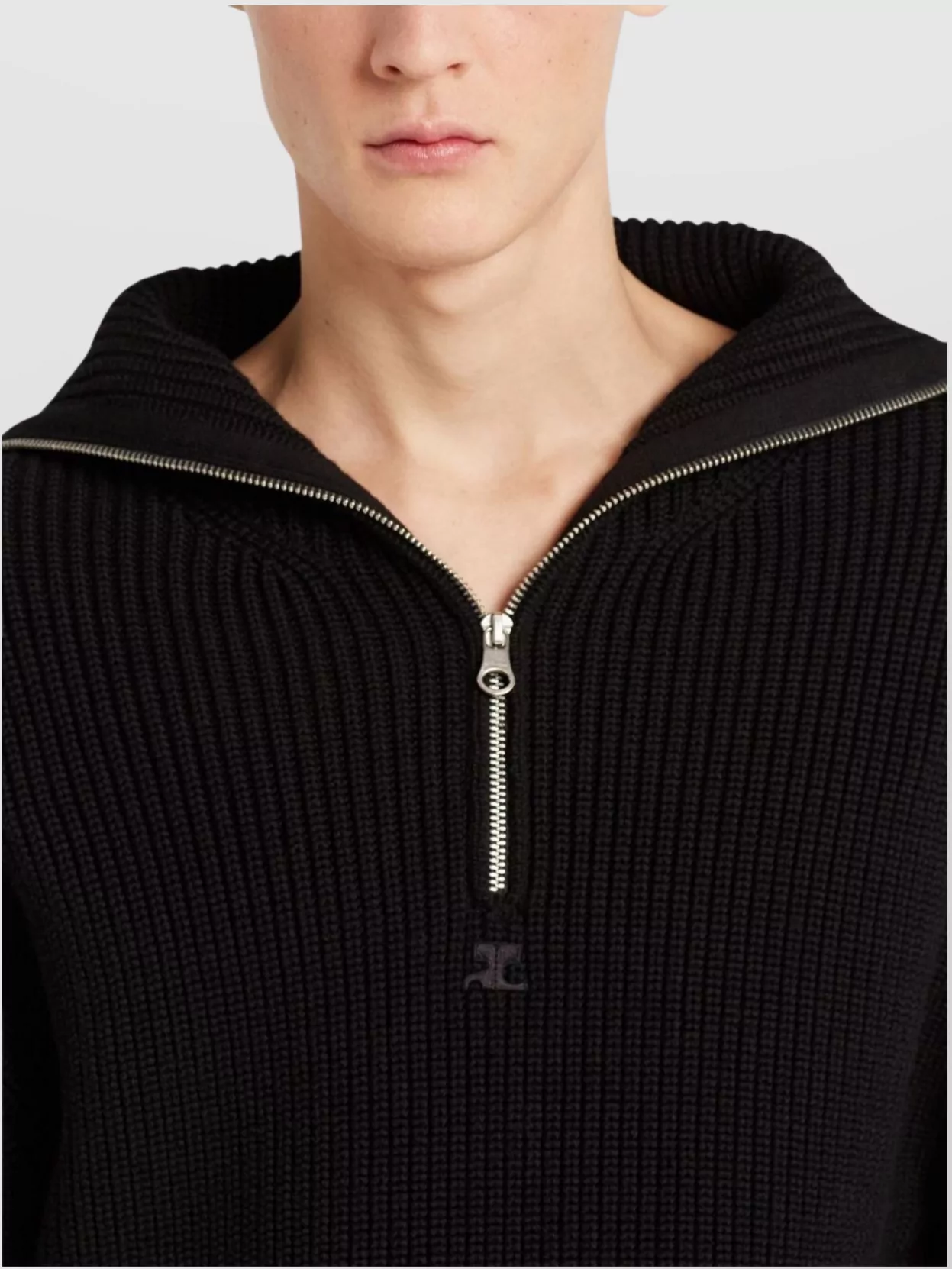 Courrèges Zip Wool Sweater High Collar