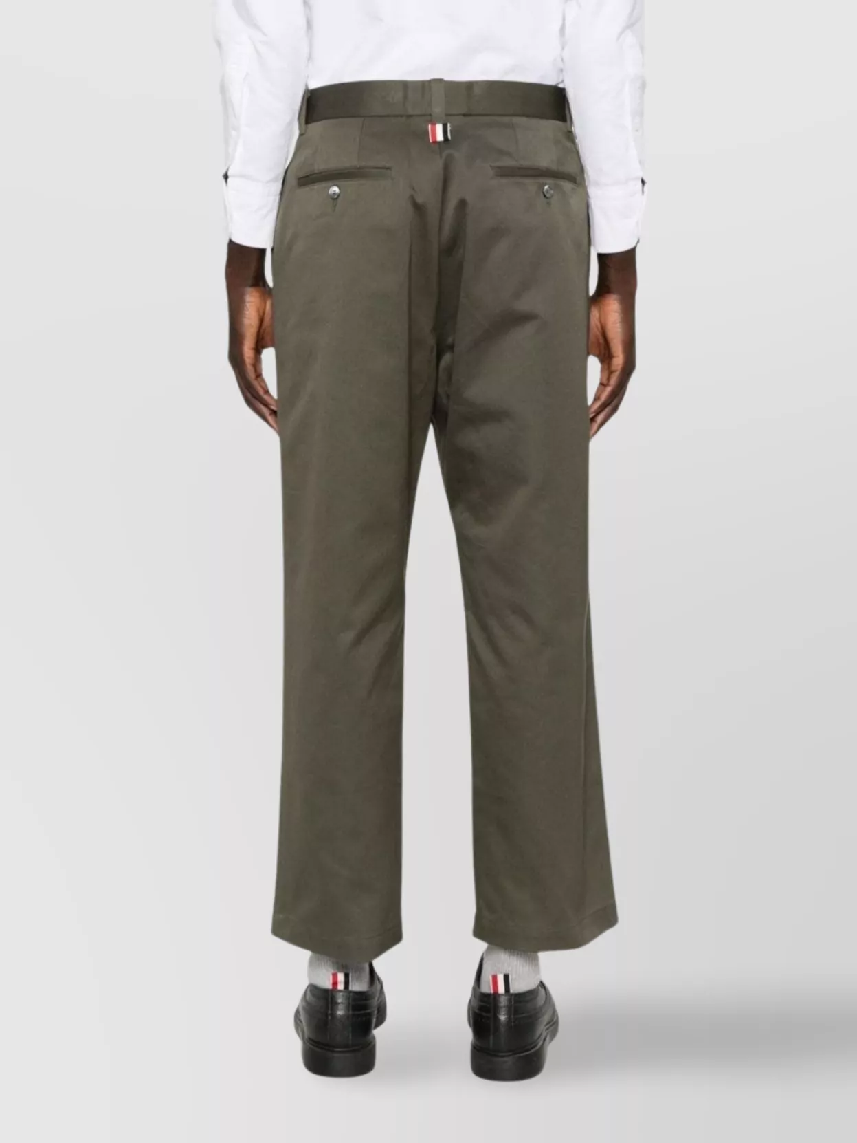 Thom Browne Cropped Trumpet Trousers Tricolor Detail