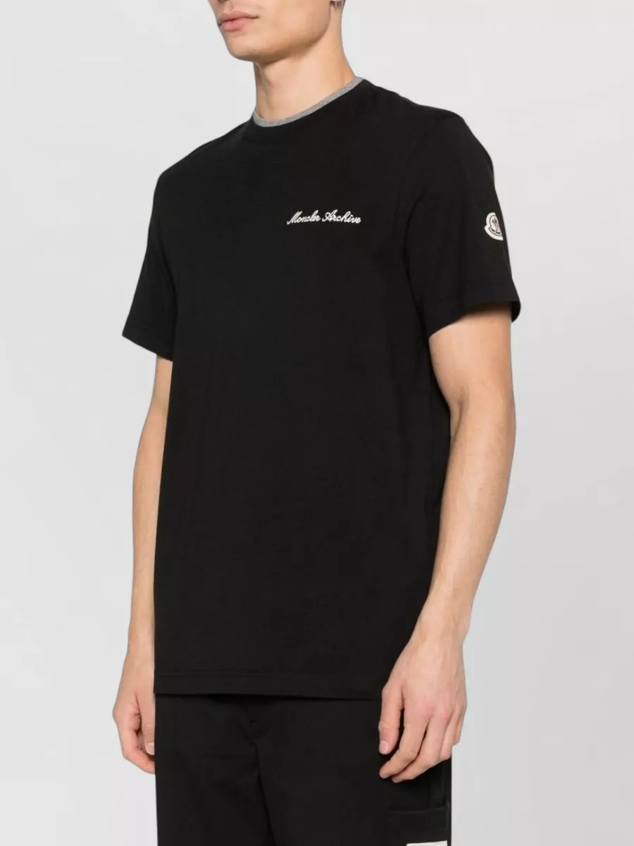Moncler Crew Neck Nylon Silk T Shirt Embroidery