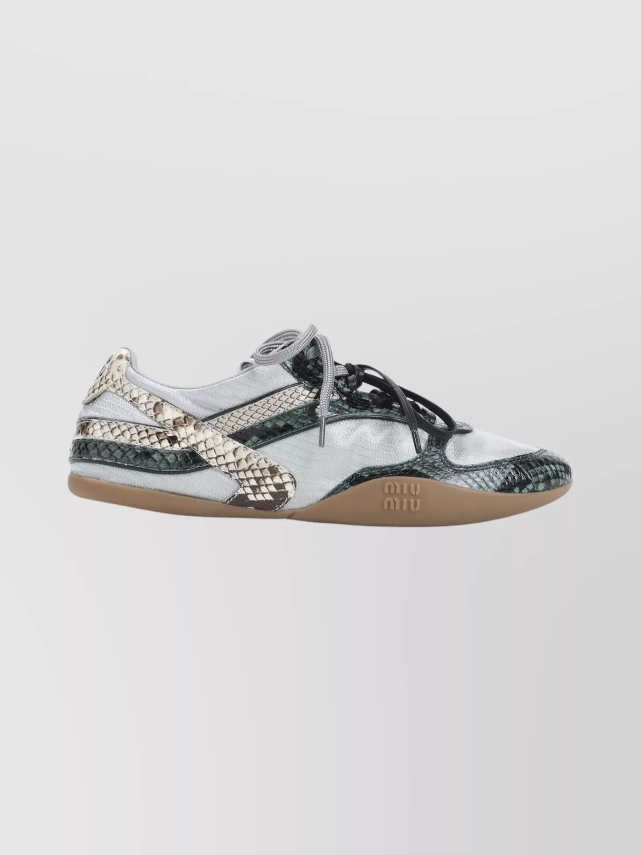 Miu Miu Low-top Lace-up Shoes Mixed Textures In Multi