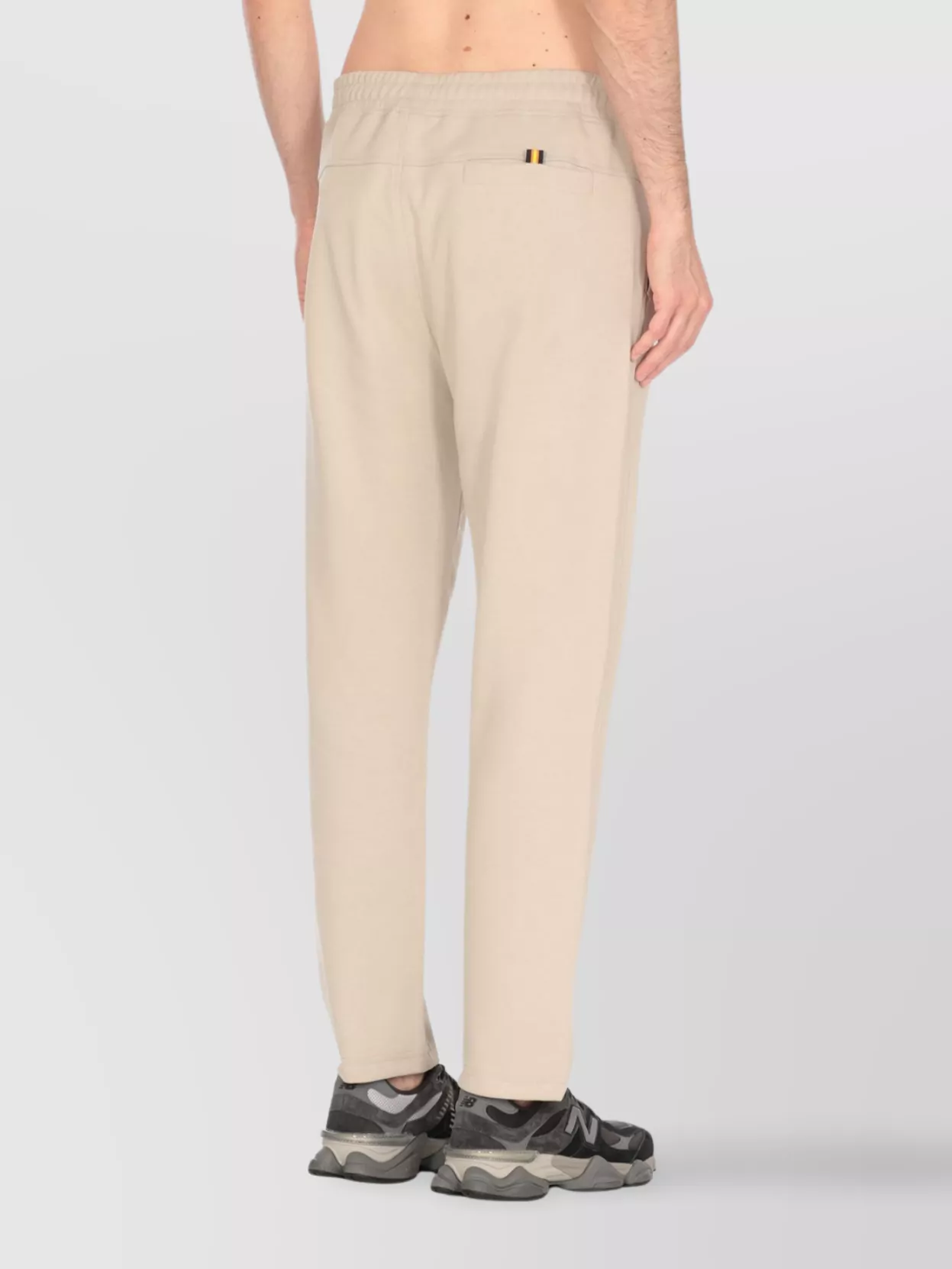 K-way Straight Leg Cotton Trousers With Elastic Waistband In Neutral