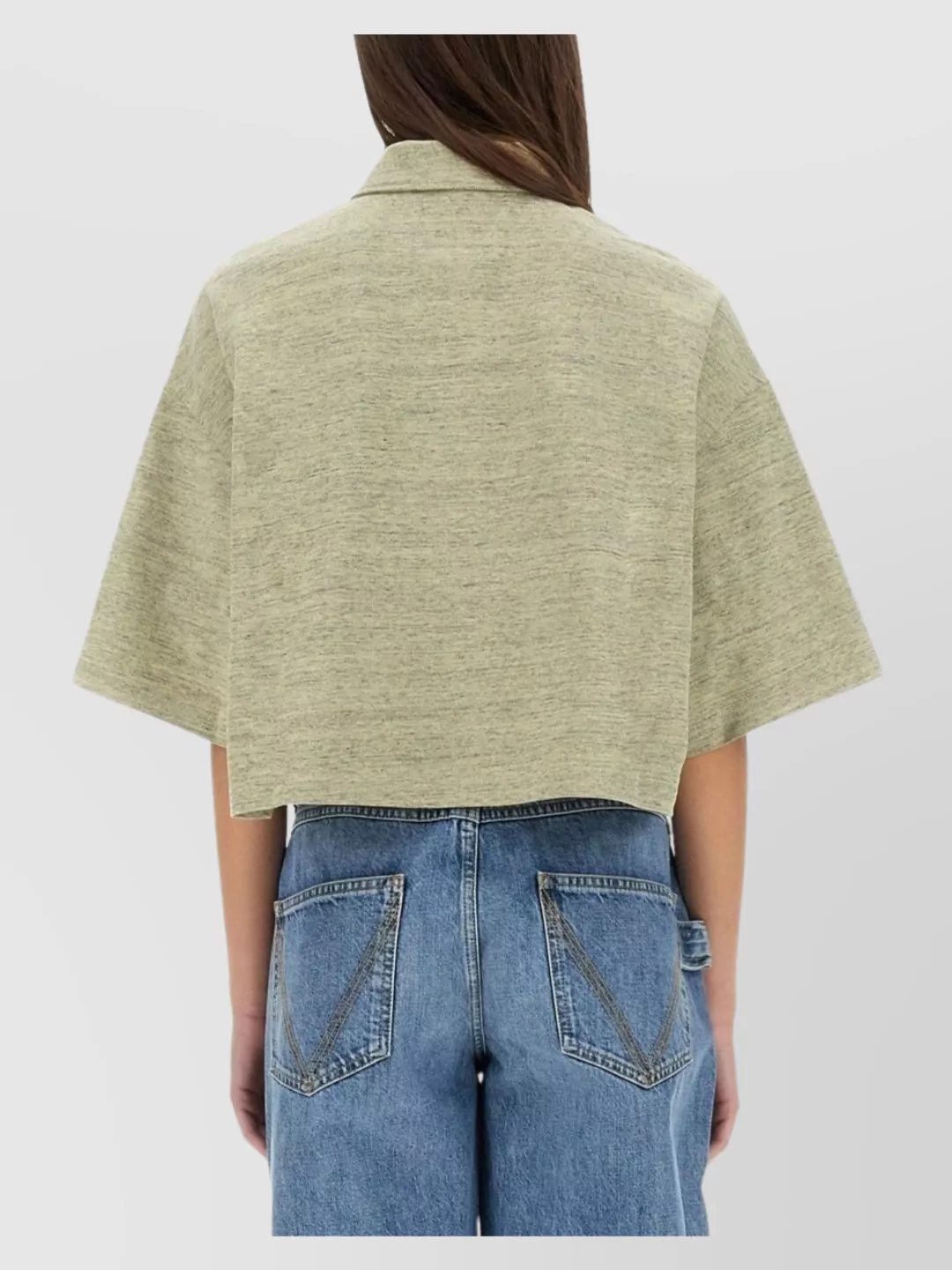 Bottega Veneta Short Sleeve Cropped Polo Top