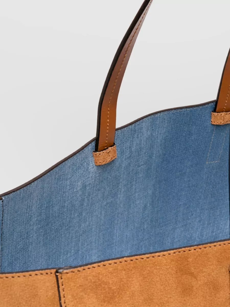 Ermanno Scervino Leather Embroidered Tote Bag