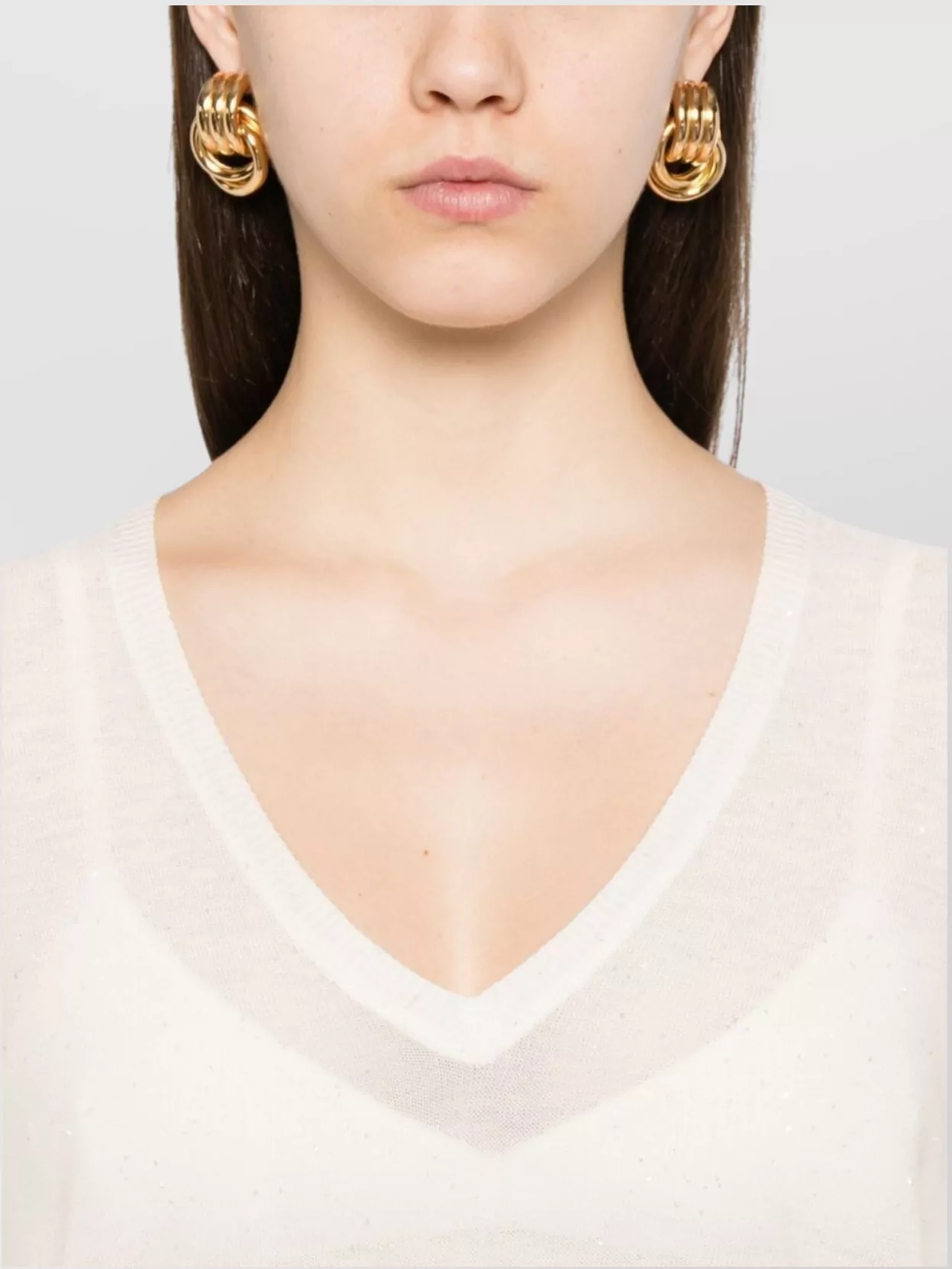 Fabiana Filippi Lightweight Knit V-Neck Sweater With Ribbed Cuffs