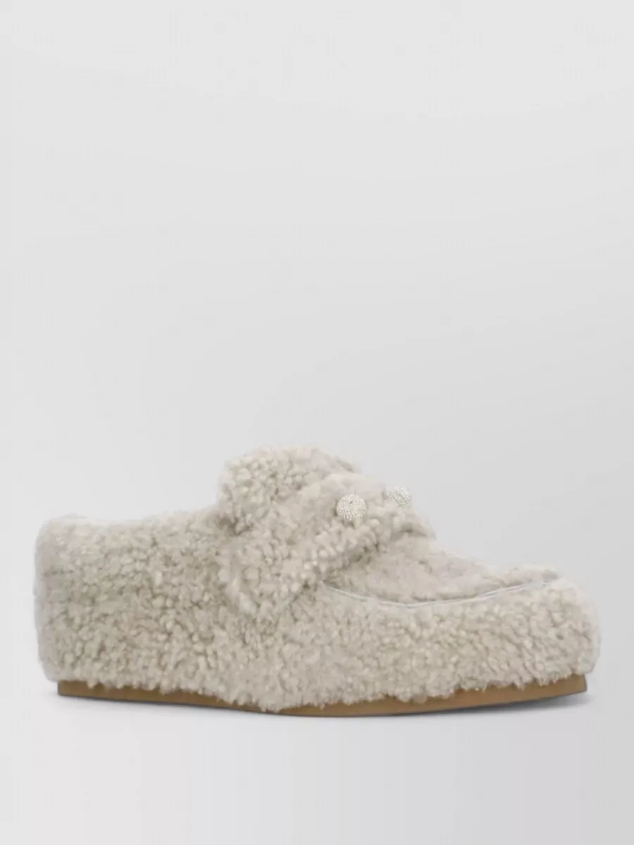 Fabiana Filippi Shearling Loafers Metal Detail Round Toe