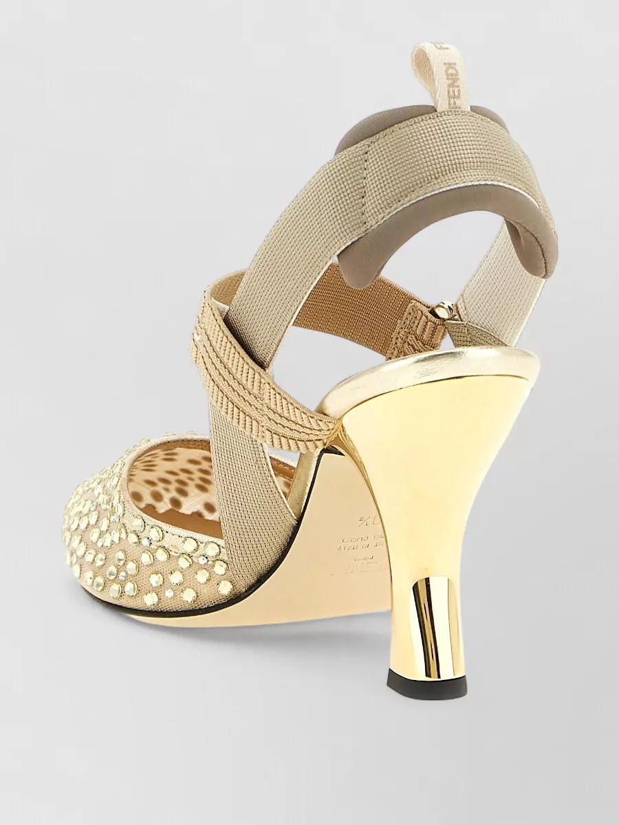 Fendi Mesh Crystal-Embellished Slingback Pumps