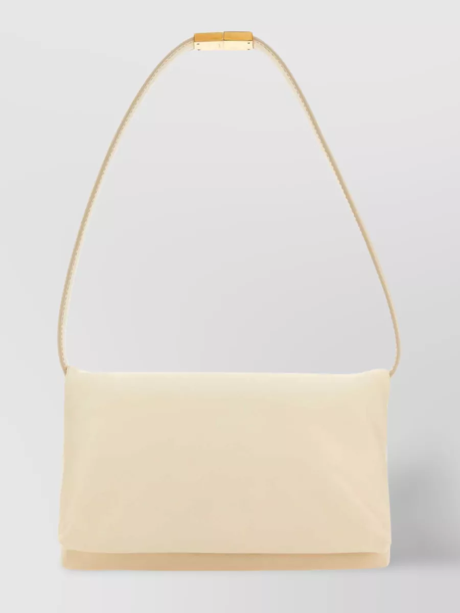 Shop Marni Leather Prisma Shoulder Bag In Cream
