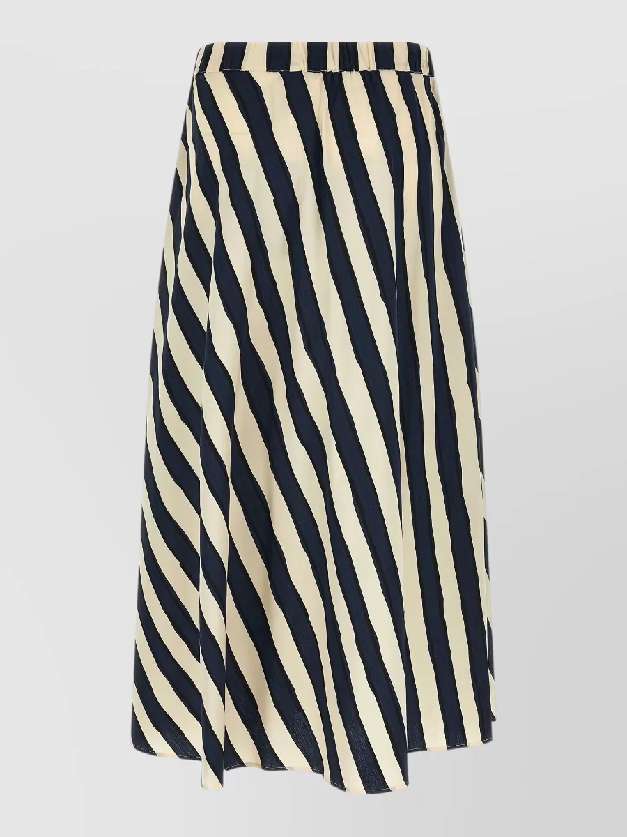 Weekend Max Mara Striped Cotton Pleated Maxi Skirt