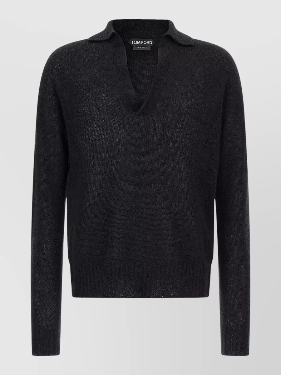 Tom Ford cashmere silk long-sleeve polo shirt