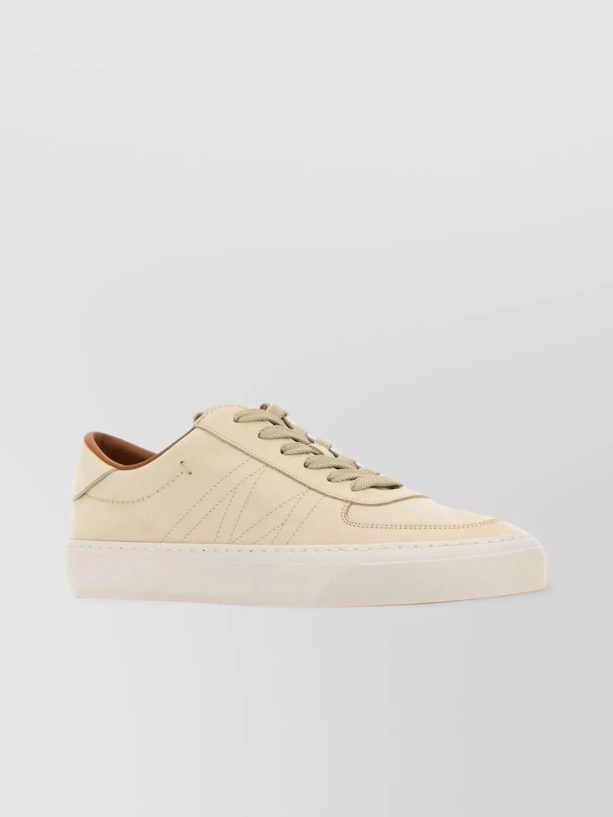 Shop Moncler Leather Sand Club Sneakers