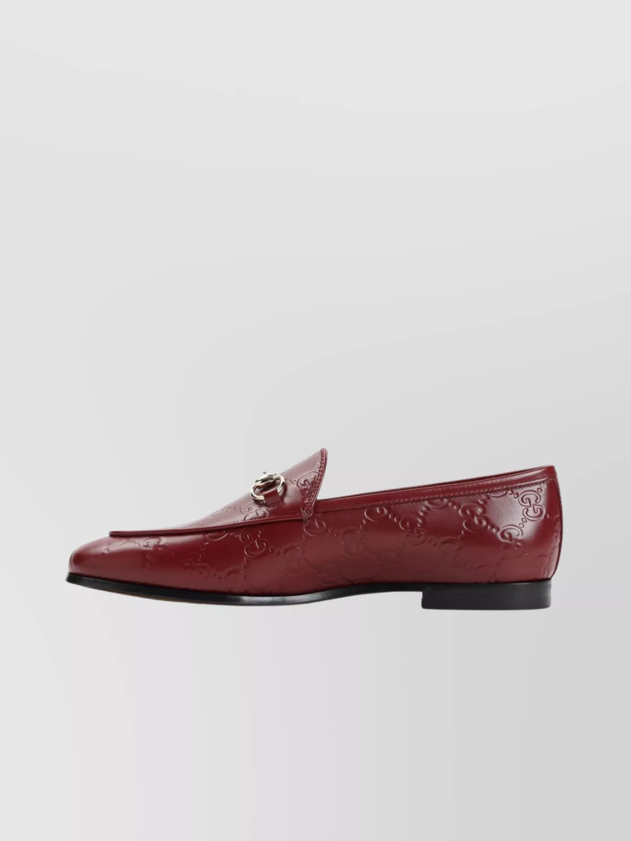Gucci Leather Gg Jordaan Loafer With Silver Buckle