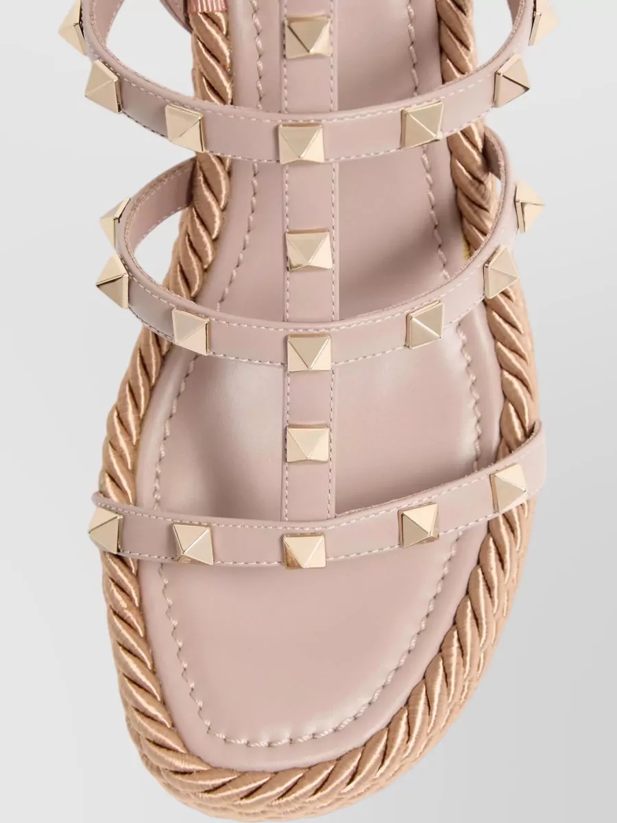 Valentino Garavani Wedge Espadrille Sandals Ankle Strap Rockstud