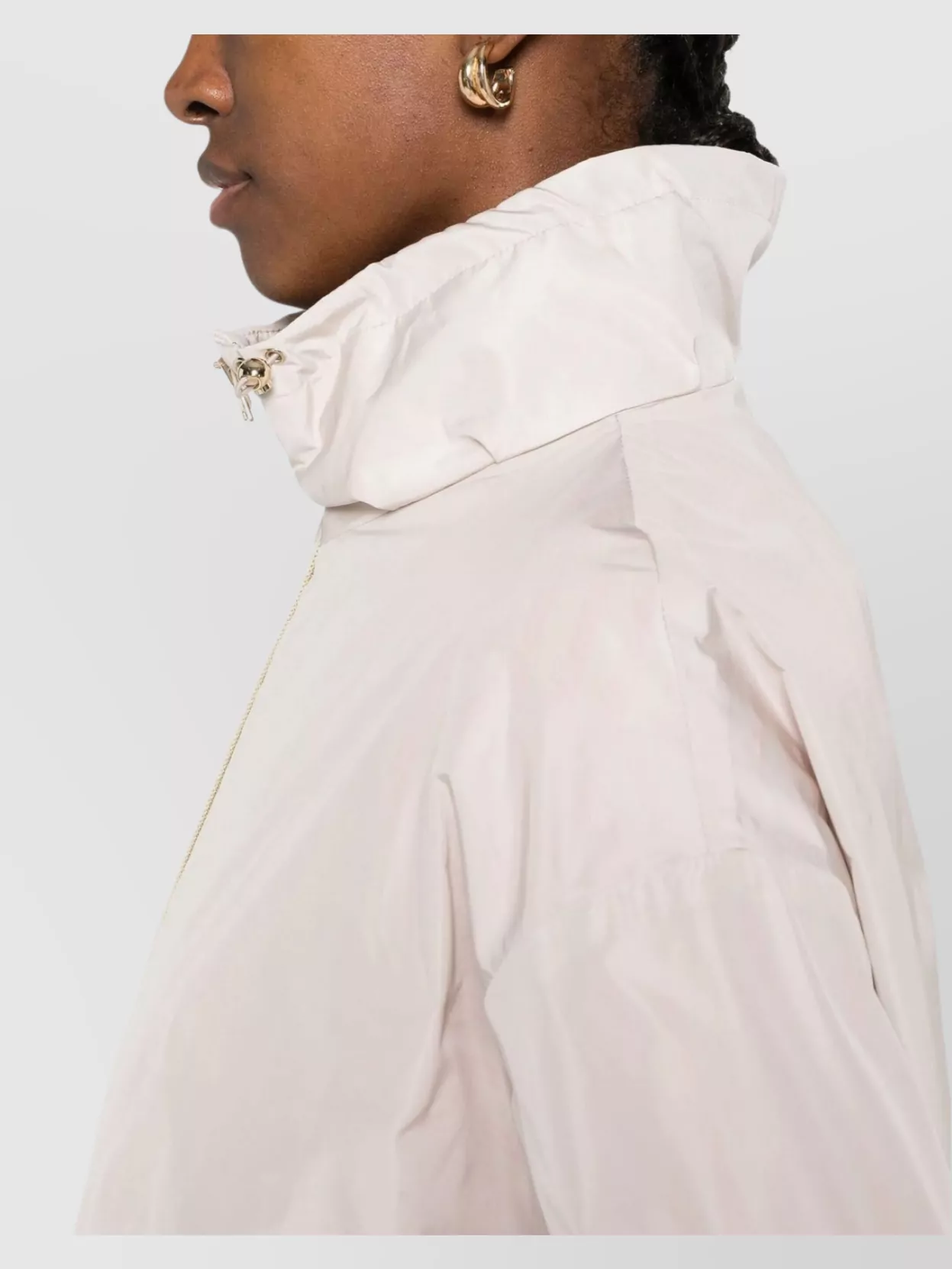 Herno Lightweight Drawstring Hem High Collar Coat