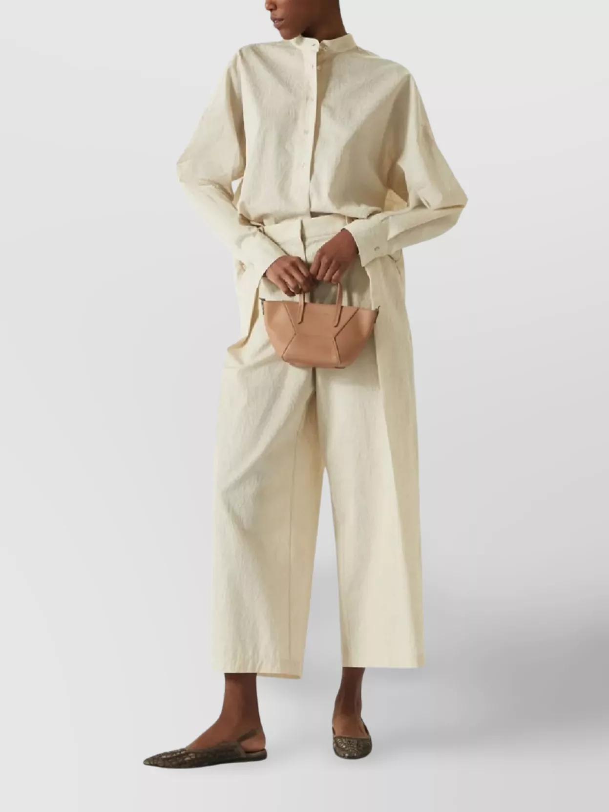 Brunello Cucinelli High Waist Wide-leg Trousers With Belt Loops In Neutral
