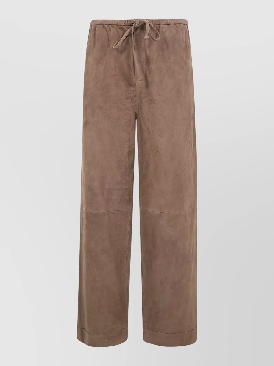 By Malene Birger Joanni Suede Wide Leg Cropped Trousers