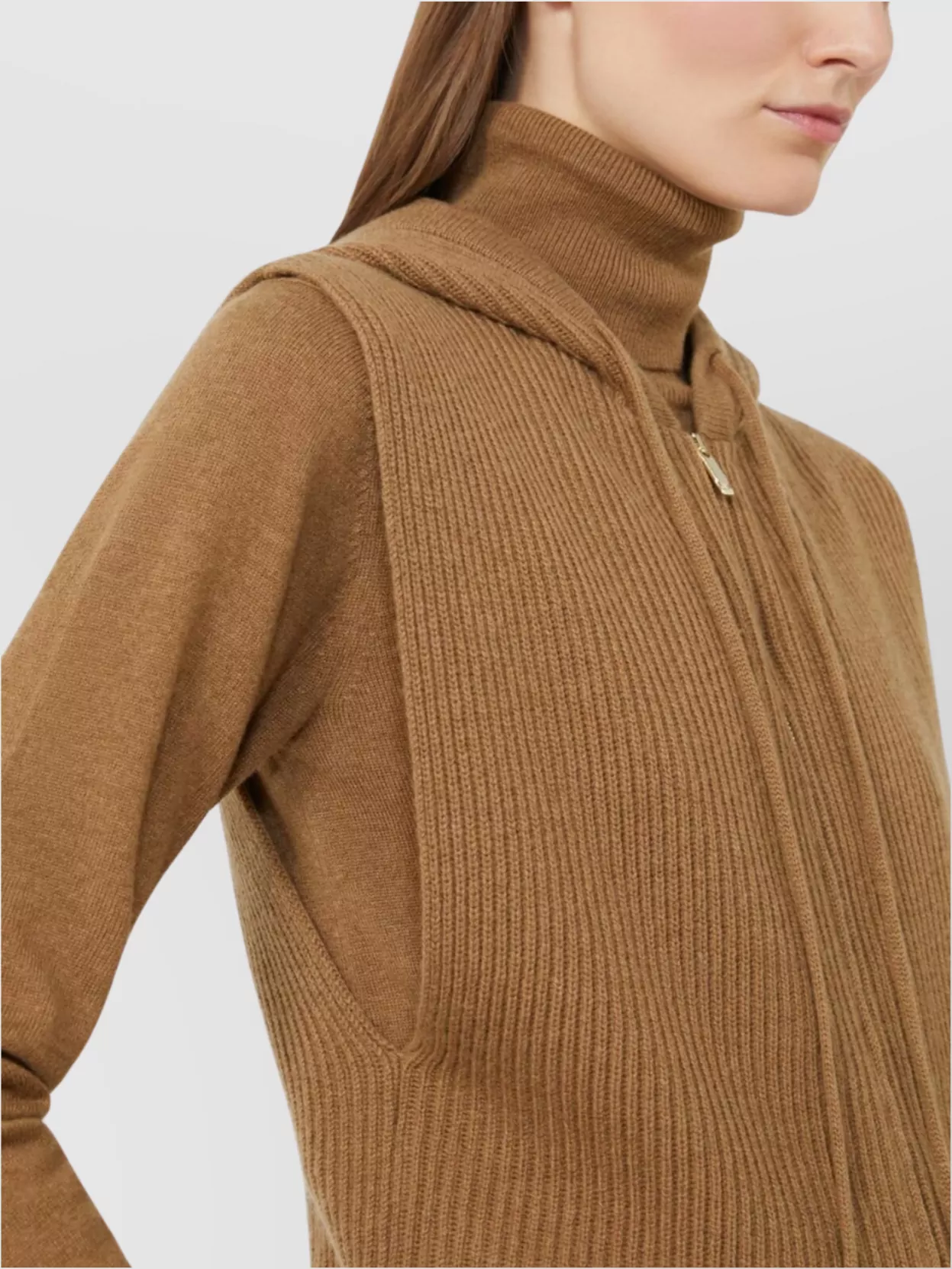 S Max Mara Cashmere Wool Hooded Knitted Vest