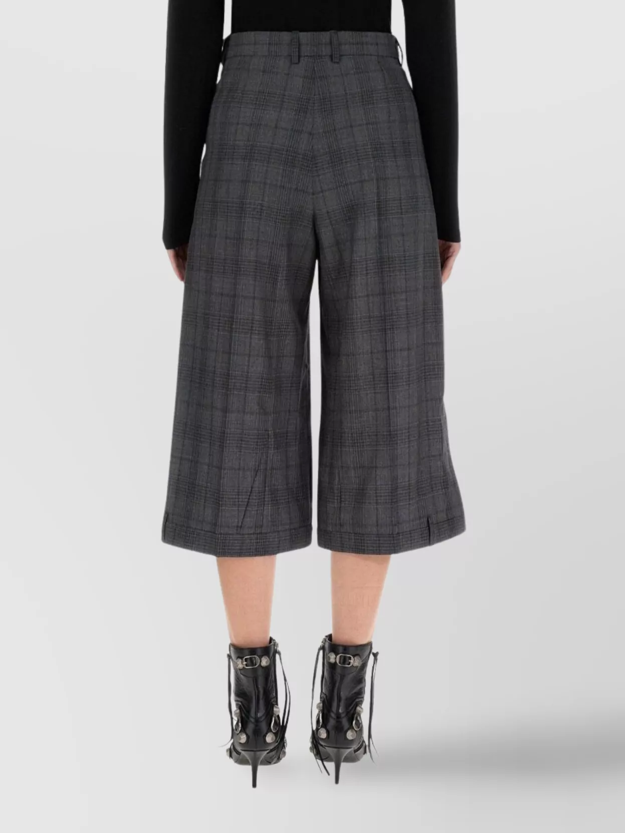 Balenciaga Tailored Check Pattern Wide Leg Shorts