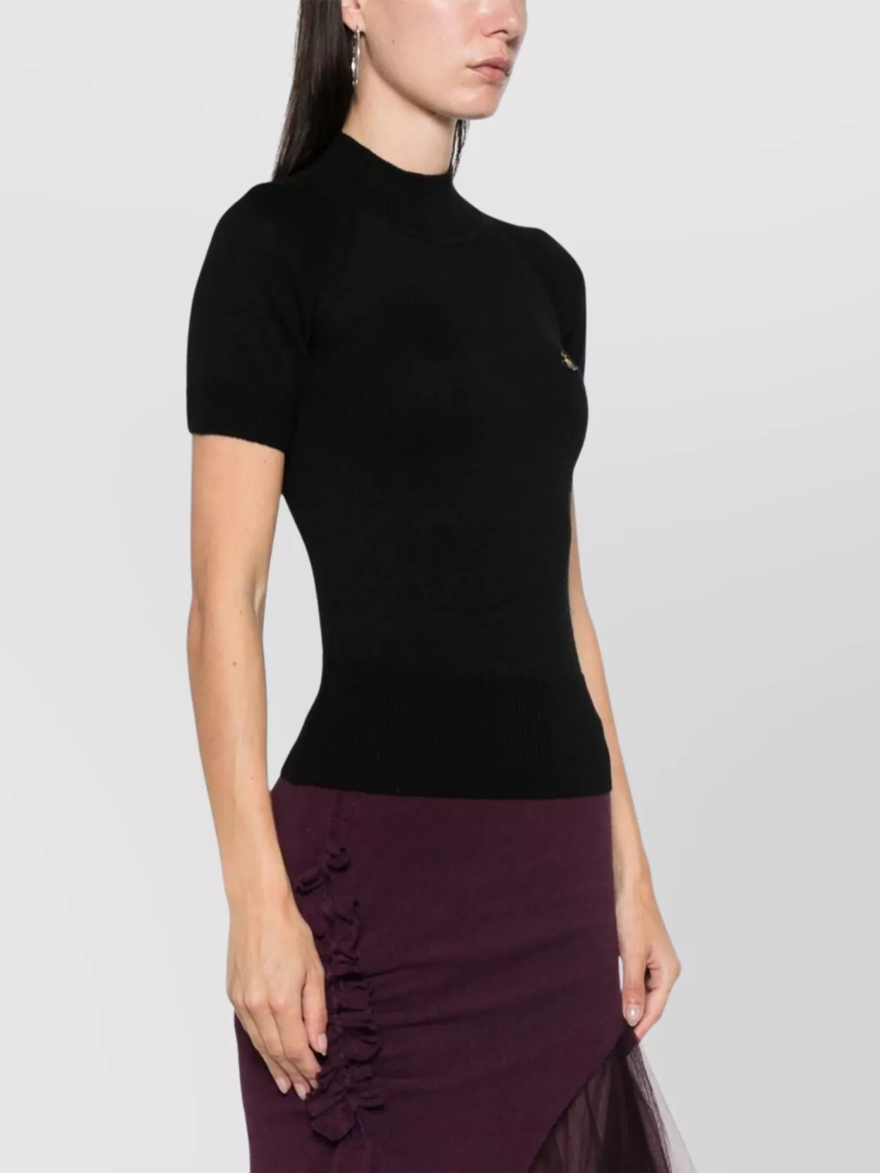 Vivienne Westwood High Neck Ribbed Top With Short Sleeves