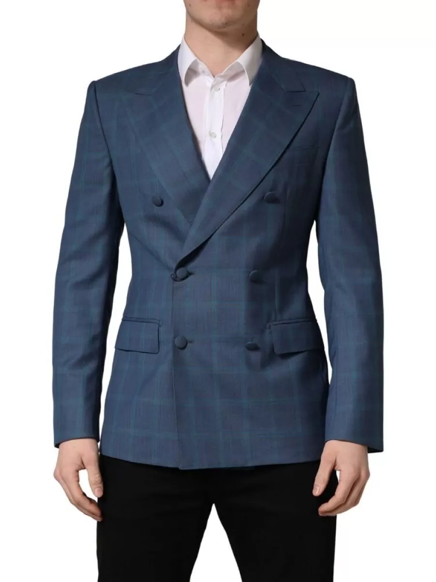 Dolce&Gabbana Virgin wool checked double-breasted suit jacket