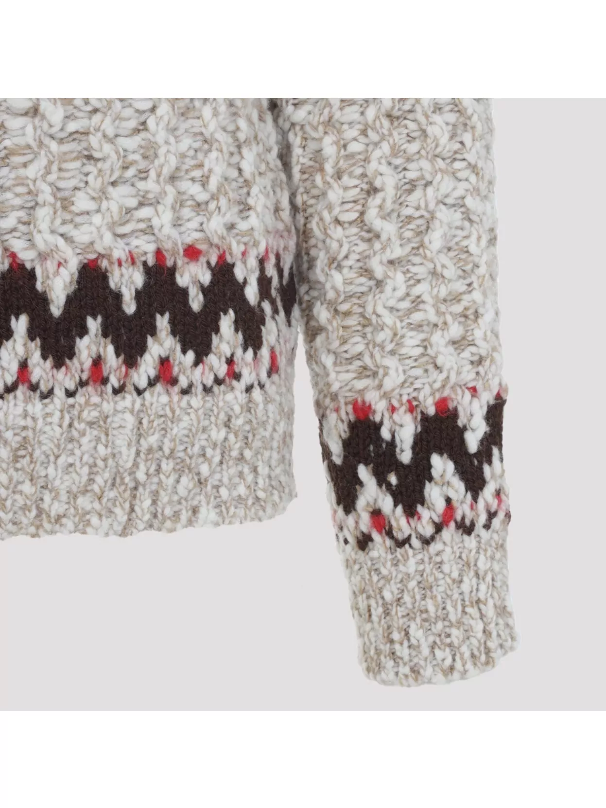 Moncler Grenoble Chunky Knit Patterned Crew Neck Sweater