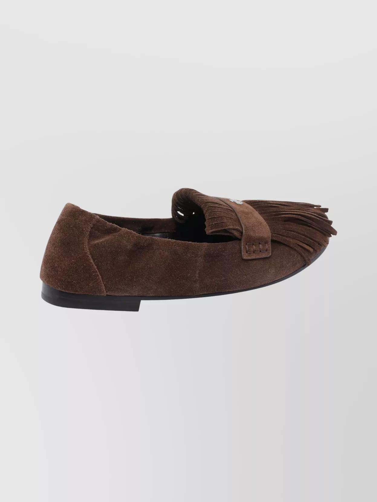 Tory Burch Ballet Fringe Suede Loafers With Rubber Sole