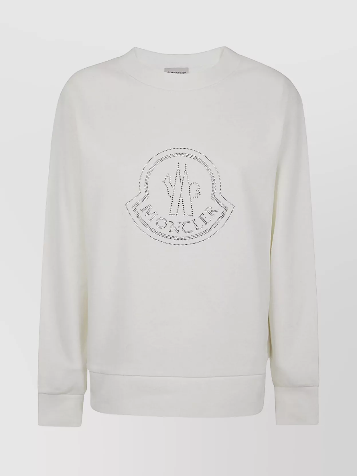 Moncler Round Neck Sweater With Ribbed Cuffs And Hem In White