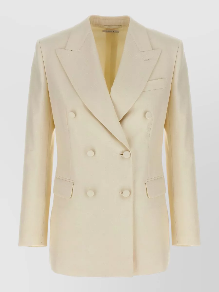 Brioni silk wool linen herringbone double-breasted blazer