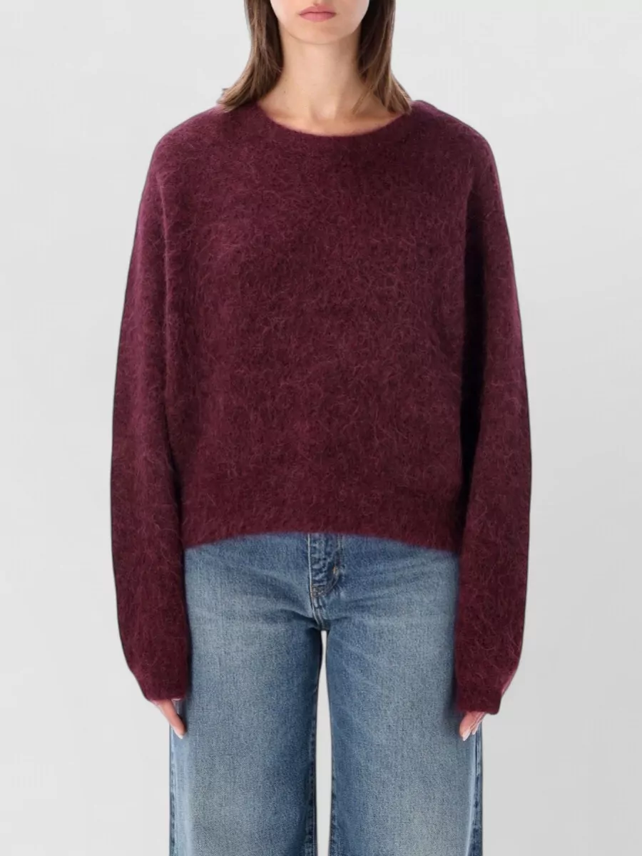 American Vintage alpaca-blend cropped loose-fit crew-neck sweater