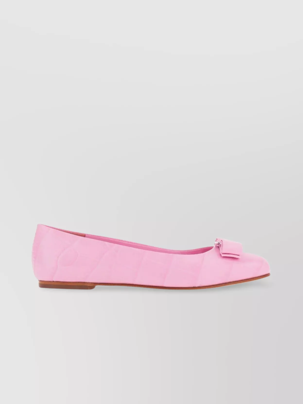 Shop Ferragamo Vara Bow Ballet Flat With Rounded Collar And Toe In Pastel
