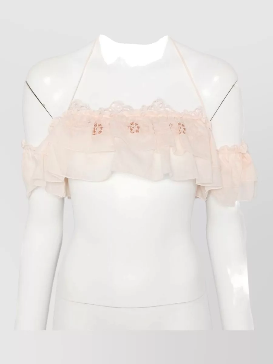 Ermanno Scervino Lace Trim Ruffled Bikini Top