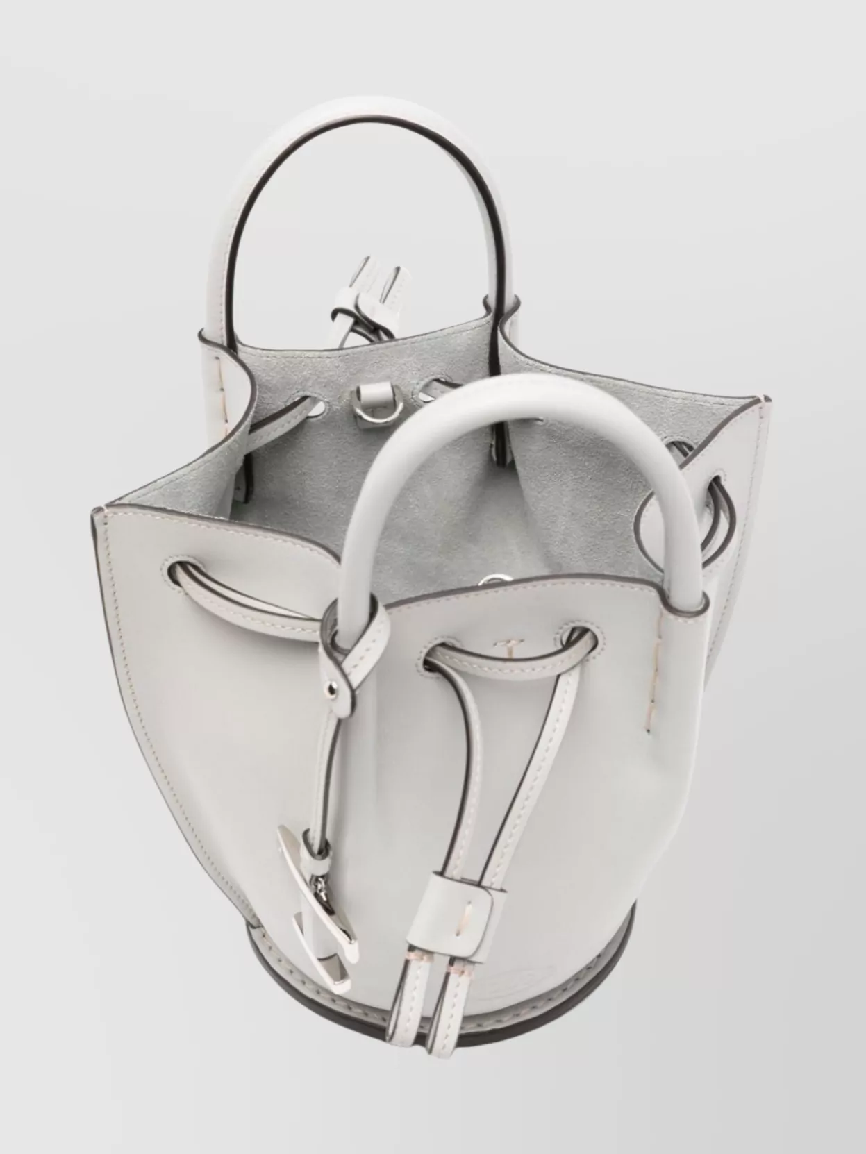 Tod's Logo Charm Mini Bucket Bag In White